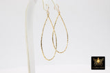 Textured Gold Teardrop Hoop Ear Rings, 30 x 52 mm Glittery Gold Charms AG 811, Oval Hoops High Quality Light Weight Wire Hoops Finding