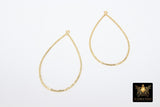 Textured Gold Teardrop Hoop Ear Rings, 30 x 52 mm Glittery Gold Charms AG #811, Oval Hoops High Quality Light Weight Wire Hoops Finding