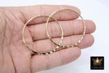 Textured Gold Round Hoop Ear Rings, 48 mm Glittery Gold Charms #953, High Quality Light Weight Wire Hoops Finding