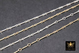 14 K Gold Filled Bar Jewelry Chains, 925 Sterling Silver Bars and Rolo CH# 822, Unfinished Long and Short Chain