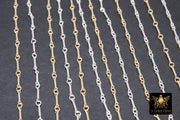 14 K Gold Filled Bar Jewelry Chains, 925 Sterling Silver Bars and Rolo CH #822, Unfinished Long and Short Chain