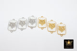 Gold Tiger Head Charm or Connectors, Silver White Shell Lion Head # 918, Rectangle Pendant for Bracelet or Animal Jewelry