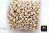 Linen White Gold Rosary Chain, 4 mm Chains for Jewelry CH# 411, Wire Wrapped Beaded Crystal AB
