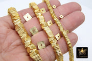 Gold Flat Spacer Beads, 20- 280 pcs Square Brushed Gold Metal Discs # 2990, Heishi Rondelle