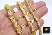 Gold Flat Spacer Beads, 20- 280 pcs Square Brushed Gold Metal Discs #2990, Heishi Rondelle