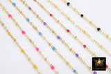 Enamel Beaded Satellite Chain, Gold Rondelle Beaded Minimalist Chain CH# 601, Red Pink Blue Purple Yellow Jewelry