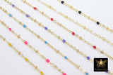 Enamel Beaded Satellite Chain, Gold Rondelle Beaded Minimalist Chain CH #601, Red Pink Blue Purple Yellow Jewelry