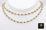 Gold Beaded Sequin Enamel Chain, White or Black and Gold Beaded Dapped Chain CH #648, By the Yard Unfinished