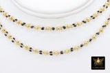 Gold Beaded Sequin Enamel Chain, White or Black and Gold Beaded Dapped Chain CH #648, By the Yard Unfinished