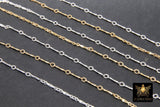 14 K Gold Filled Dapped Bar Jewelry Chains, 8.2 mm 925 Sterling Silver Bars CH #824, Unfinished Long Short Chain