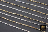 14 K Gold Filled Dapped Bar Jewelry Chains, 8.2 mm 925 Sterling Silver Bars CH #824, Unfinished Long Short Chain