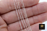 925 Sterling Silver Flat Cable, Unfinished Long and Short 5.6 mm By the Foot CH# 859, Dainty Silver Chain By The Foot