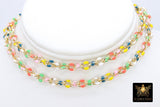 Gold Oval Satellite Enamel Chain, Rainbow Jewelry Chain Rolo CH #641, By the Foot Unfinished