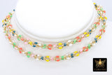 Dainty Silver Oval Satellite Enamel Chain, Rainbow Silver Necklace Rolo Chain CH #642, By the Foot Unfinished