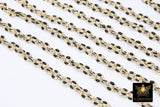 Gold Oval Black Enamel Chain, Satellite Rainbow Necklace Jewelry Rolo Chain CH #645, By the Foot Unfinished