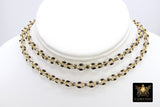 Gold Oval Black Enamel Chain, Satellite Rainbow Necklace Jewelry Rolo Chain CH #645, By the Foot Unfinished