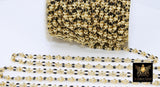 Gold Beaded Sequin Enamel Chain, White or Black and Gold Beaded Dapped Chain CH #648, By the Yard Unfinished