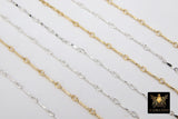 14 K Gold Filled Dapped Bar Jewelry Chains # 724, 8.2 mm 925 Sterling Silver Bars CH# 824, Unfinished Long Short Chain