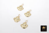 14 K Gold Filled Tiger Paw Charm, 10 mm Gold Animal Charm #818, Dog Paw Charms