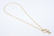 14 K Gold Initial Paperclip Chain Necklace, Genuine 14 K Gold Filled Toggle Choker, Gold Script Letters