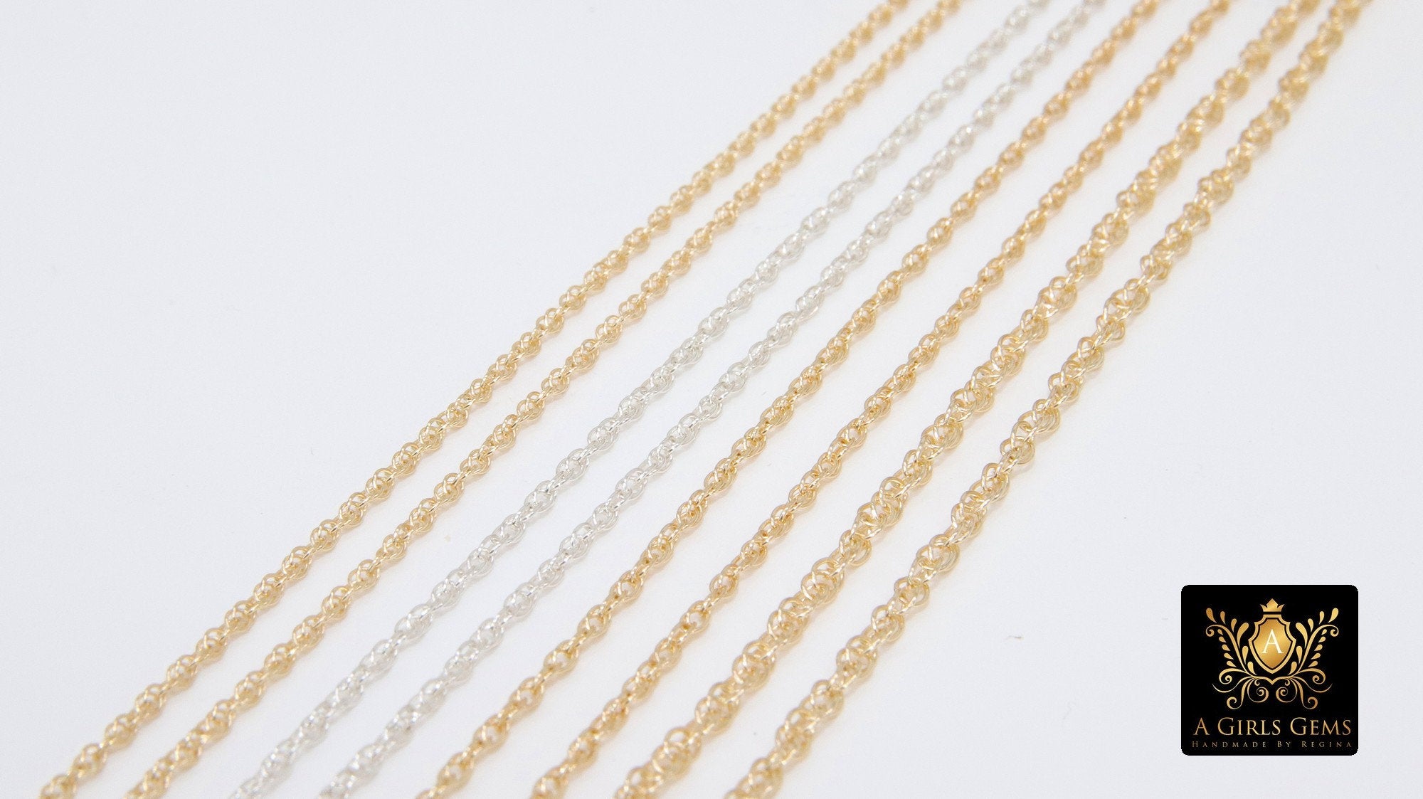 925 Sterling Silver Rope Jewelry Chains, 14 K Gold Filled Large Rope Chain CH # 713, USA Gold 2.4 mm 2.1 mm 1.8 mm