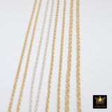 14 K Gold Filled Rope Jewelry Chain, 925 Sterling Silver CH #811, USA Gold 1.8 mm,1.5 mm