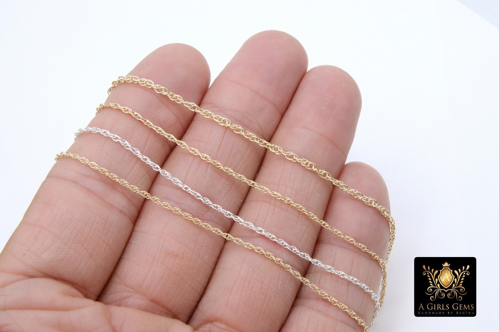 925 Sterling Silver Rope Jewelry Chains, 14 K Gold Filled Large Rope Chain CH # 713, USA Gold 2.4 mm 2.1 mm 1.8 mm