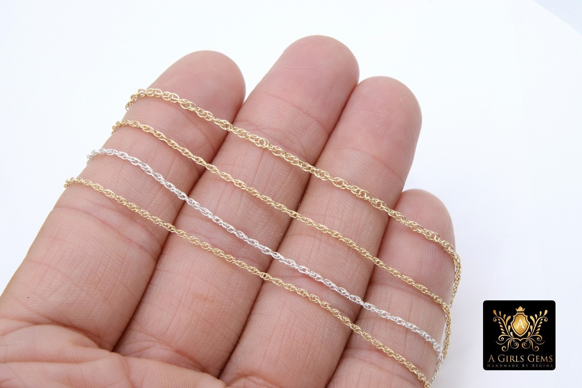 925 Sterling Silver Rope Jewelry Chains, 14 K Gold Filled Large Rope Chain CH # 713, USA Gold 2.4 mm 2.1 mm 1.8 mm