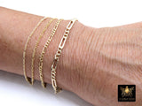 925 Sterling Silver Figaro Chains, 5.6 x 2.2 mm Unfinished 14 K Gold Filled CH# 844, By Foot CH# 744
