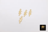 14 K Gold Filled Seahorse Charm, 14 20 Gold Small Nautical Charm # 2569, 4.6 x 14 mm Beach charms