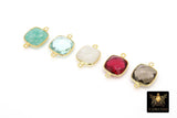 Square Gemstone Connectors, Gold Birthstone Links AG #3545, Gold Plated 925 Sterling Silver