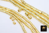 Smooth Gold Drum Beads, 4 mm or 6 mm Barrel Bead #3130, Long Round Tube Cylinder