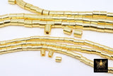 Smooth Gold Drum Beads, 4 mm or 6 mm Barrel Bead #3130, Long Round Tube Cylinder