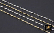 14 K Gold Filled Rolo Chains, 2 mm 925 Sterling Silver 1.2 mm Thick Unfinished, Belcher By The Foot