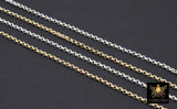 14 K Gold Filled Rolo Chains, 2 mm 2.2 mm 3.7 mm 925 Sterling Silver CH #764, Thick Unfinished