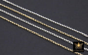 14 K Gold Filled Rolo Chains, 2 mm 925 Sterling Silver 1.2 mm Thick Unfinished, Belcher By The Foot