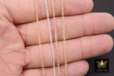 14 K Gold Filled Rope Jewelry Chain, 925 Sterling Silver CH# 811, USA Gold 1.8 mm,1.5 mm
