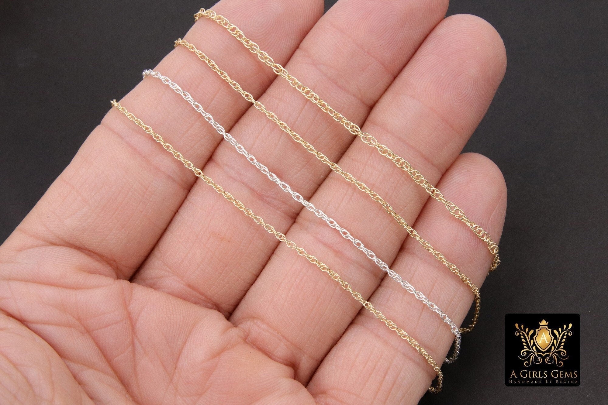925 Sterling Silver Rope Jewelry Chains, 14 K Gold Filled Large Rope Chain CH # 713, USA Gold 2.4 mm 2.1 mm 1.8 mm