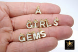 Gold Shell Letter Charms, 9 mm Gold Alphabet Letters, Small White Pearl Shell Personalized Alphabet