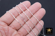 925 Sterling Silver Box Chains, Silver Unfinished By The Foot, 3.1 mm Venetian Thick Box Chain