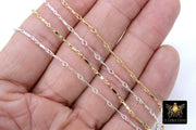 14 K Gold Filled Dapped Bar Jewelry Chains, 8.2 mm 925 Sterling Silver Bars, Unfinished Long Short Chain