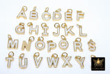 Gold Shell Letter Charms, 9 mm Gold Alphabet Letters, Small White Pearl Shell Personalized Alphabet