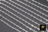 14 K Gold Fill Paper Clip Chain, 4.5 mm 925 Sterling Silver Unfinished CH# 752, 2.3 mm Flat Chain