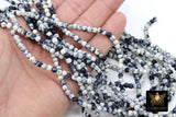 Black and White Jade Beads, 4 mm Black and White beads, Boho Beads BS #244