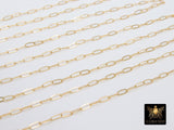 925 Sterling Silver Paperclip Chain, 5.2 mm 14 K Gold Filled Rectangle Drawn Chains CH# 853, Unfinished Oval Chains CH# 753