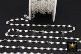 925 Sterling Silver Moroccan Chain, 4 mm Sequin Dapped Chains CH #804, Dainty Silver Beaded Flat Jewelry Chain