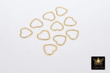 14 K Gold Filled Textured Heart Charms, 10 mm 925 Sterling Silver Soldered Links # 2199, Twist Closed Heart Rings