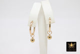 Gold Butterfly Hoop Earrings, 14 K Gold Filled Thick Hoop Dangle Charm Earrings # 2136, 5 Sizes