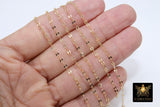 14 K Gold Filled Bar Jewelry Chains, 3 mm 14 20 Gold Sequin Bar CH #740, Unfinished