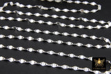 925 Sterling Silver Moroccan Chain, 4 mm Sequin Dapped Chains CH #804, Dainty Silver Beaded Flat Jewelry Chain